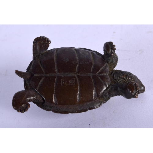 1137 - A BRONZE OKIMONO IN THE FORM OF A TORTOISE.  5.3cm x 3.3cm, weight 83.6g