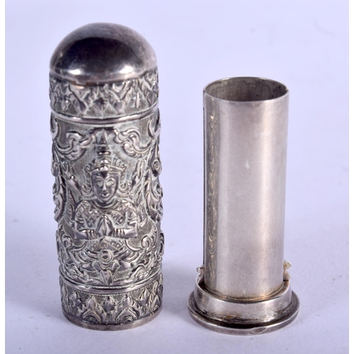 1139 - AN INDIAN SILVER LIPSTICK HOLDER.  Stamped Sterling, 5.4cm x 1.9cm, weight 27.9g