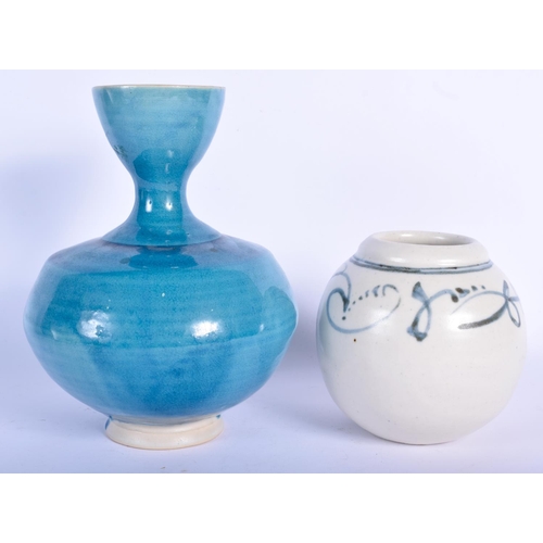 115 - AN UNUSUAL EXPERIMENTAL ALDERMASTON POTTERY WHITE TIN-GLAZED VASE by Alan Caiger-Smith, together wit... 