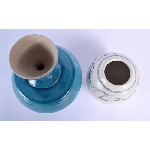115 - AN UNUSUAL EXPERIMENTAL ALDERMASTON POTTERY WHITE TIN-GLAZED VASE by Alan Caiger-Smith, together wit... 