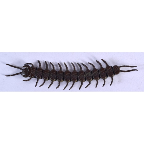 1255 - JAPANESE BRONZE ARTICULATED CENTIPEDE.  15.1cm x 3.3cm, weight 45.4g