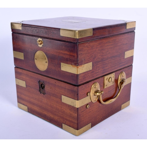 184 - A FINE 19TH CENTURY PARKINSON & FRODSHAM BRASS BOUND MARINE CHRONOMETER with twin brass handles. 15 ... 
