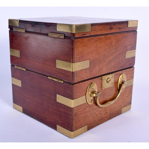 184 - A FINE 19TH CENTURY PARKINSON & FRODSHAM BRASS BOUND MARINE CHRONOMETER with twin brass handles. 15 ... 