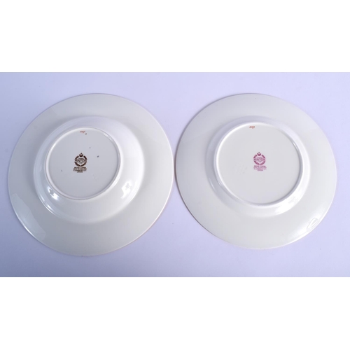 203 - 20th c.  Minton dinner plate and two dessert plates with crimson border having a crown and lion cres... 