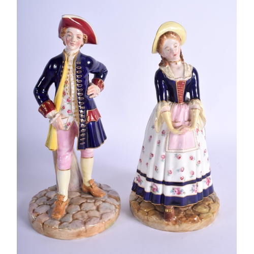 231 - Royal Worcester pair of figures of a sailor and his lass, shape 1052, date code 1904. Sailor 21cm Hi... 