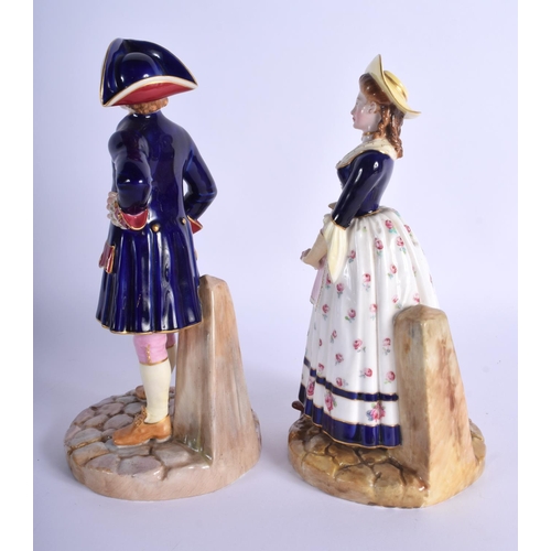 231 - Royal Worcester pair of figures of a sailor and his lass, shape 1052, date code 1904. Sailor 21cm Hi... 