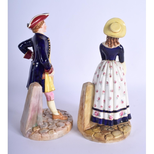 231 - Royal Worcester pair of figures of a sailor and his lass, shape 1052, date code 1904. Sailor 21cm Hi... 