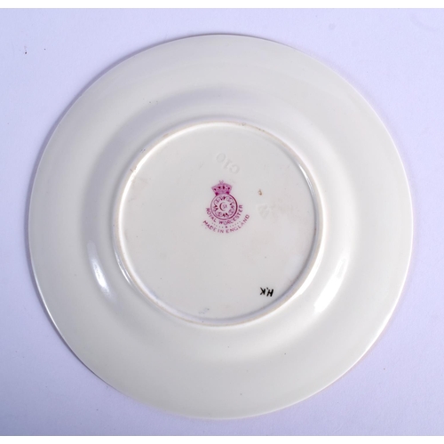245 - Royal Worcester plate painted with a brace of pheasants under a blue border by Jas  Stinton, signed,... 