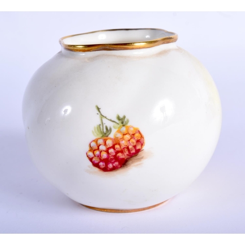 250 - Royal Worcester spirally moulded spherical vase painted with fruit by D. Bowkett, signed, shape G161... 