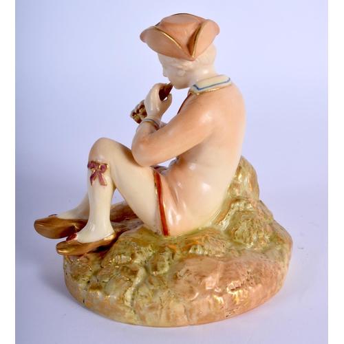258 - Royal Worcester figure of a boy playing a pipe, shape 547, date code for 1900. 10cm High