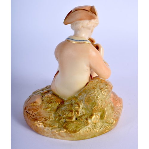 258 - Royal Worcester figure of a boy playing a pipe, shape 547, date code for 1900. 10cm High