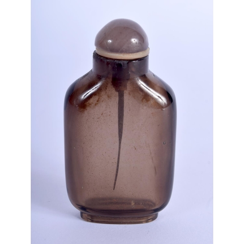 319 - A 19TH CENTURY CHINESE CARVED ROCK CRYSTAL SNUFF BOTTLE AND STOPPER Qing, of plain form with arched ... 