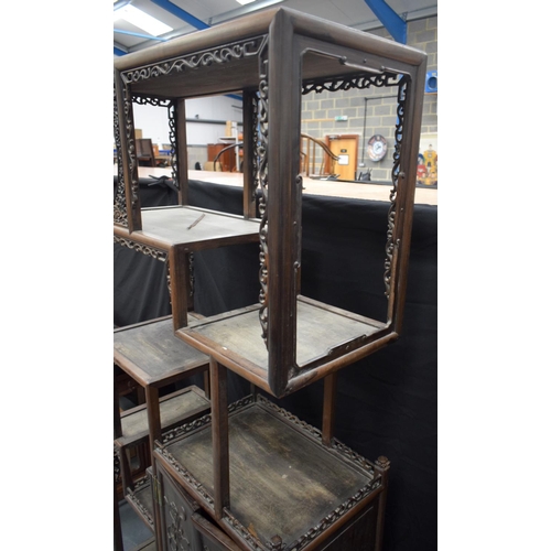 334 - AN EARLY 20TH CENTURY CHINESE CARVED HARDWOOD DISPLAY CABINET Late Qing/Republic. Length 90cm, Width... 