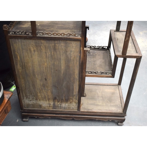 334 - AN EARLY 20TH CENTURY CHINESE CARVED HARDWOOD DISPLAY CABINET Late Qing/Republic. Length 90cm, Width... 