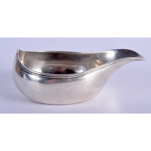 382 - AN ANTIQUE CONTINENTAL SILVER PAP BOAT. 99 grams. 12 cm x 7.5 cm.