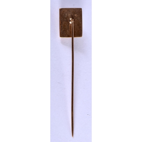 718 - A 10K GOLD CAMEO STICK PIN. 1.9 grams. 6 cm x 1 cm.