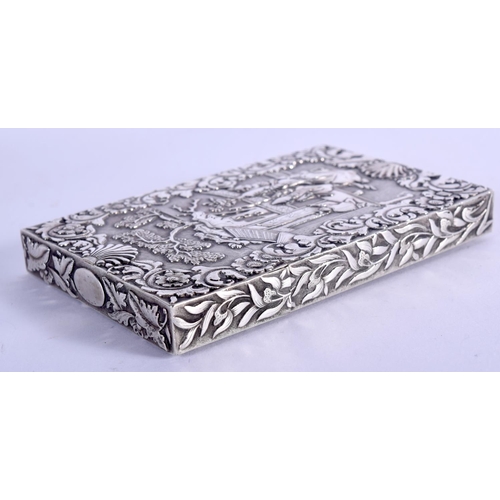 744 - A FINE 19TH CENTURY CHINESE EXPORT SILVER CARD CASE AND COVER Qing. 90 grams. 10 cm x 6.5 cm.