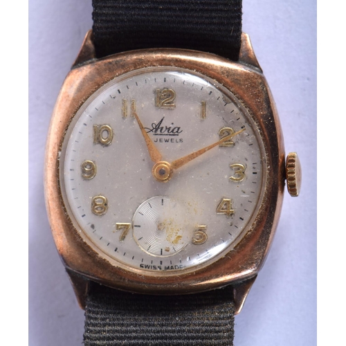 763 - A GOLD WRISTWATCH. 17.8 grams. 3 cm wide inc crown.