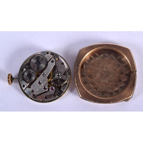 763 - A GOLD WRISTWATCH. 17.8 grams. 3 cm wide inc crown.