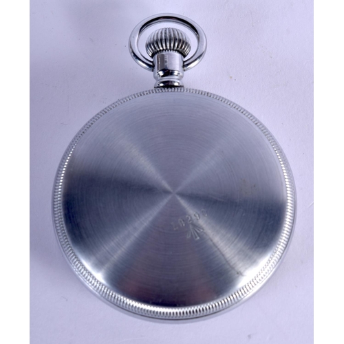 770 - A MILITARY BLACK DIAL WALTHAM POCKET WATCH. 93 grams. 5 cm wide.