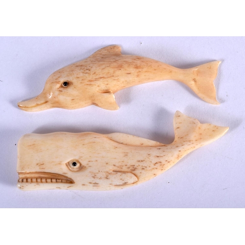 776 - TWO BONE MARINE ANIMALS. 23 grams. 8 cm x 2 cm. (2)