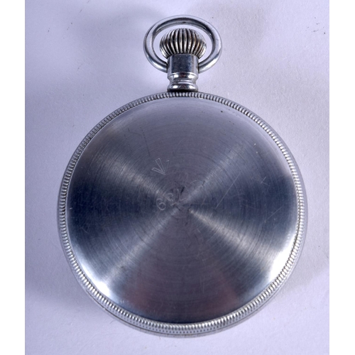 780 - A MILITARY BLACK DIAL WALTHAM POCKET WATCH. 93 grams. 5 cm wide.