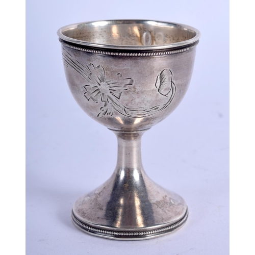 793 - AN ANTIQUE RUSSIAN SILVER CUP. 33 grams. 6 cm x 4.5 cm.