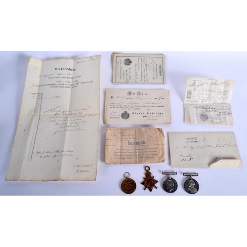 802 - MILITARY MEDALS and paperwork. (qty).  British War Medal inscribed 289312 A MILLER  S.P.O RN, Briti... 