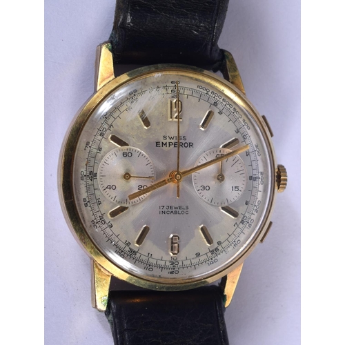 807 - AN EMPEROR CHRONOGRAPH WRISTWATCH. 42 grams. 4 cm wide inc crown.