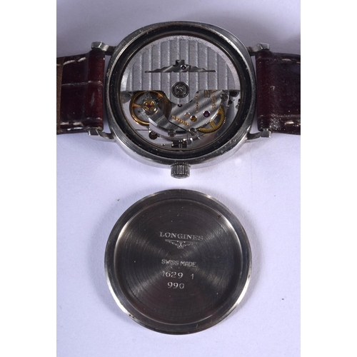 809 - A BOXED LONGINES WRISTWATCH. 39 grams. 3.5 cm wide inc crown.