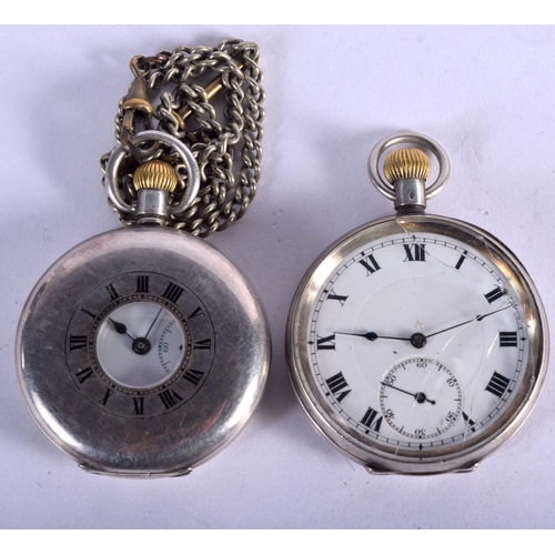 815 - TWO ANTIQUE SILVER POCKET WATCHES. 185 grams. 5 cm diameter. (2)