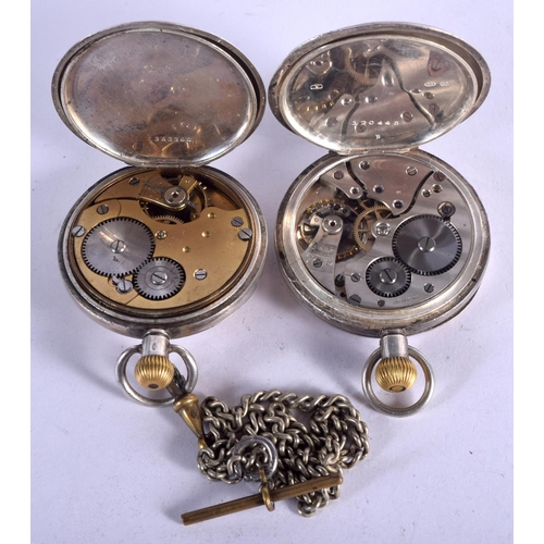 815 - TWO ANTIQUE SILVER POCKET WATCHES. 185 grams. 5 cm diameter. (2)