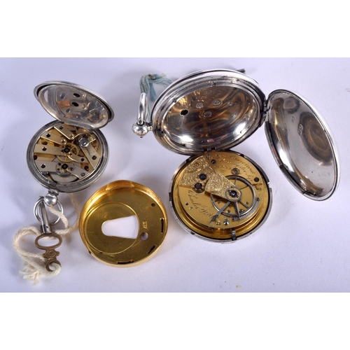 822 - TWO ANTIQUE SILVER POCKET WATCHES. 155 grams. London 1842. Largest 4.75 cm wide. (2)