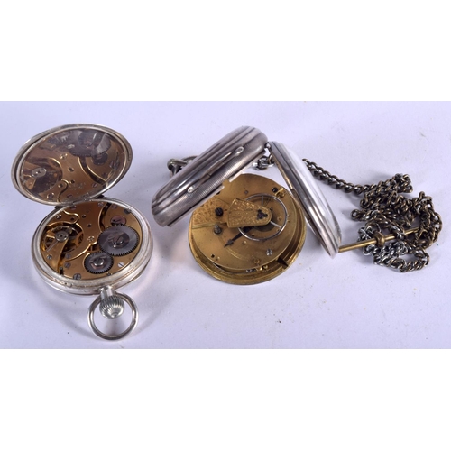 823 - TWO ANTIQUE SILVER POCKET WATCHES. 234 grams. London 1873. Largest 5 cm wide. (2)