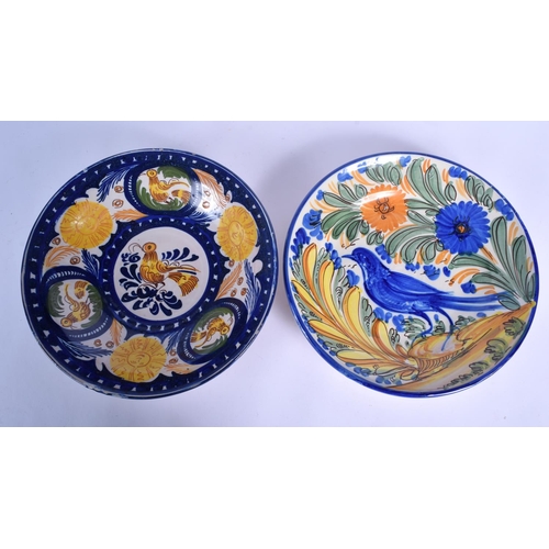 83 - SEVEN LARGE STYLISH SPANISH POTTERY DISHES modelled in the 17th/18th century style. Largest 27 cm di... 