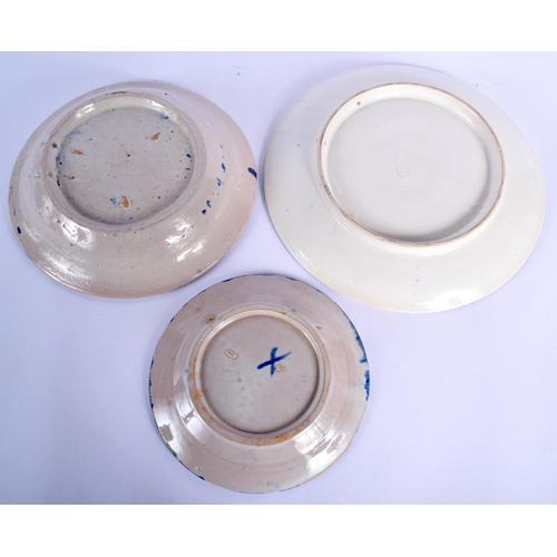 83 - SEVEN LARGE STYLISH SPANISH POTTERY DISHES modelled in the 17th/18th century style. Largest 27 cm di... 