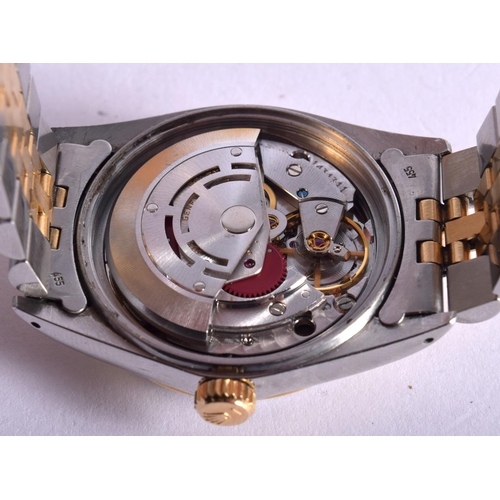 837 - A BOXED ROLEX BI METAL WRISTWATCH C1967 with mother of pearl and diamond dial. 96 grams. 3.75 cm wid... 