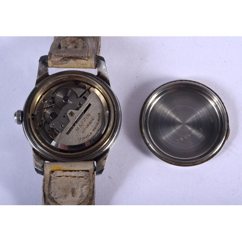 843 - A VINTAGE MAPPIN CAMPAIGN WRISTWATCH. 40 grams. 3.5 cm wide inc crown.