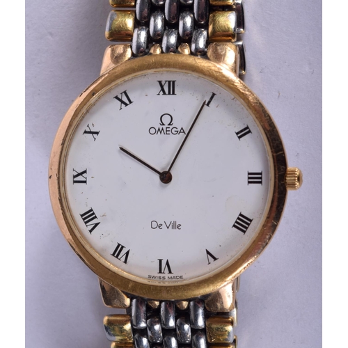 853 - A GOLD PLATED OMEGA WRISTWATCH. 48 grams. 3.25 cm wide inc crown.