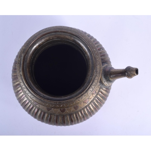 86 - AN 18TH/19TH CENTURY MIDDLE EASTERN MIXED METAL BRONZE HOOKAH PIPE BASE decorated with motifs. 14 cm... 