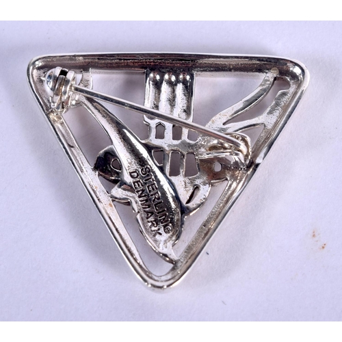 888 - A DANISH SILVER BROOCH. 6.8 grams. 3 cm x 3.25 cm.