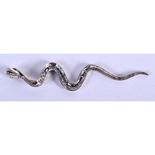 896 - A SILVER MARCASITE SNAKE. 12.5 grams. 12 cm long.