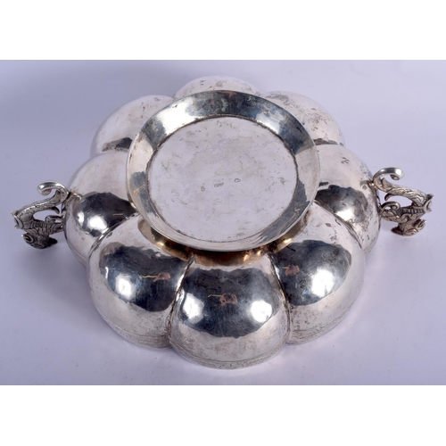 901 - A SOUTH AMERICAN SILVER TWO HANDLED BOWL.  30cm Diameter (inc handles), 8.3cm high, weight 512g