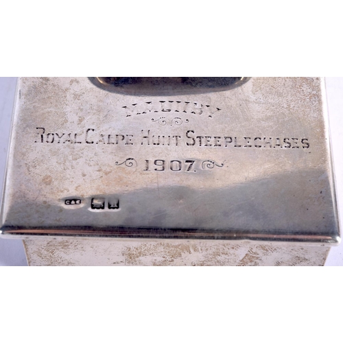 904 - AN EDWARDIAN SILVER CIGARETTE BOX.  INSCRIBED 