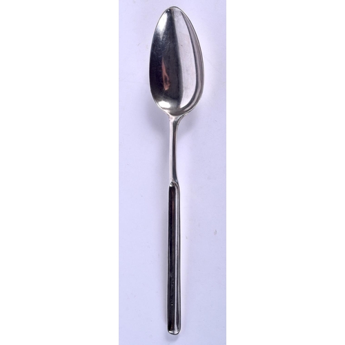 908 - A GEORGE III SILVER M,ARROW SPOON.  Hallmarked London 1770, Length 23cm, weight 52g