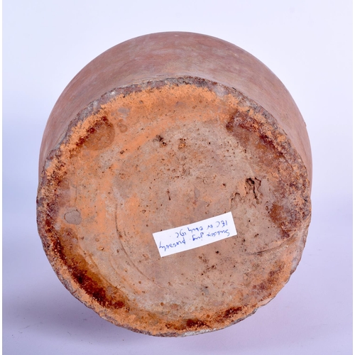 96 - A GEORGE III MAHOGANY TRIPLE DIVISION TEA CADDY together with a studio pottery treacle overlaid vase... 