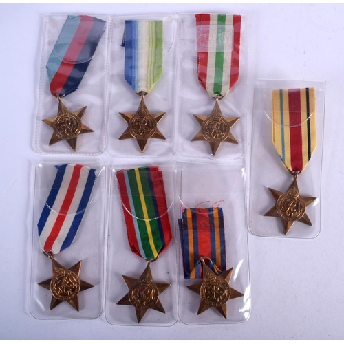 968 - SEVER WORLD WAR II MEDALS, AFRIC STAR, FRANCE AND GERMANY STAR, THE 39 - 45 STAR, THE BURMA STAR, TH... 