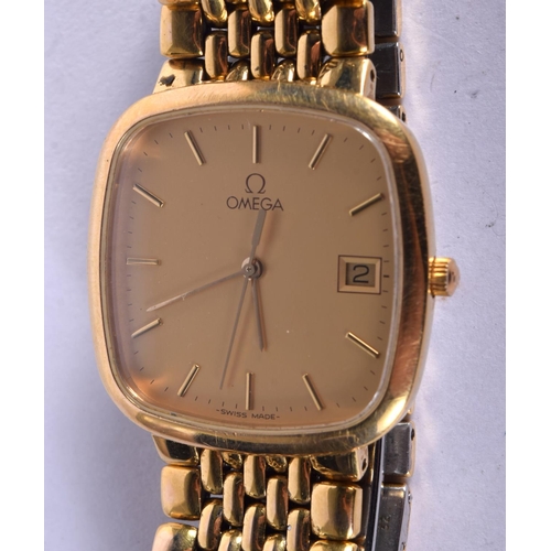 969 - A GOLD PLATED OMEGA DEVILLE WATCH.  Dial 3.3cm (inc crown), weight 53g