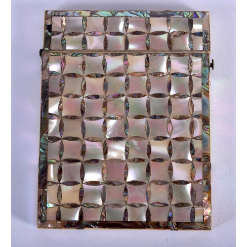 971 - A MOTHER OF PEARL CARD CASE.  10cm x 8cm, weight 39g