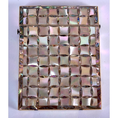 971 - A MOTHER OF PEARL CARD CASE.  10cm x 8cm, weight 39g